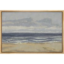 PixonSign Framed Canvas Print Wall Art Storm Cloud Coastal Ocean Beach Nature Wilderness Illustrations Fine Art Decorative Farmhouse/Country Relax/Calm/Cozy Multicolor Zen - 16"x24" Natural