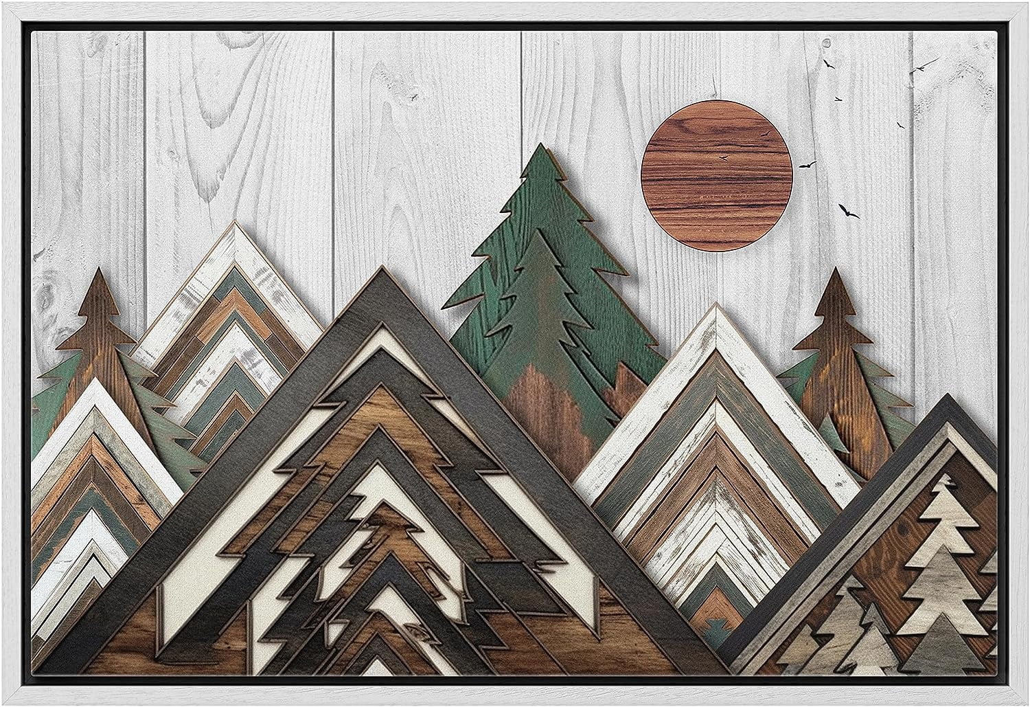 PixonSign Framed Canvas Print Wall Art Sunny Pine Tree Mountain Nature ...