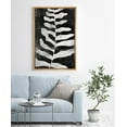 thumbnail image 1 of PixonSign Framed Canvas Print Wall Art Symmetrical Opposing Leaves Floral Wilderness Illustrations Modern Art Minimalist Dark Black and White for Living Room, Bedroom, Office - 16"x24" Natural, 1 of 5