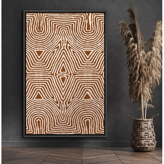 PixonSign Framed Canvas Print Wall Art Symmetrical Triangle Tribal Print Geometric Shapes Illustrations Modern Art Minimalist Dramatic Multicolor for Living Room, Bedroom, Office - 16"x24" Black