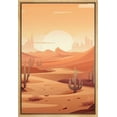 thumbnail image 1 of PixonSign Framed Canvas Print Wall Art Texas Country Saguaro Cactus Desert Nature Wilderness Illustrations Decorative Bohemian Rustic Mid-Century Modern Desert Landscape - 16"x24" Natural, 1 of 5