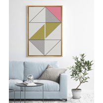 PixonSign Framed Canvas Print Wall Art Triangle Pyramid Line Art Geometric Shapes Digital Art Modern Art Minimalist Colorful Multicolor Neon for Living Room, Bedroom, Office - 24"x36" Natural