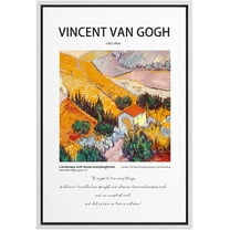 PixonSign Framed Canvas Print Wall Art Vincent Van Gogh Landscape House Ploughman Classic Vintage Illustrations Fine Art Decorative Multicolor for Living Room, Bedroom, Office - 24"x36" WHITE