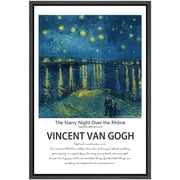 PixonSign Framed Canvas Print Wall Art Vincent Van Gogh Starry Night Over Rhone Classic Vintage Illustrations Fine Art Decorative Multicolor for Living Room, Bedroom, Office - 24"x36" BLACK
