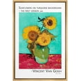 thumbnail image 1 of PixonSign Framed Canvas Print Wall Art Vincent Van Gogh Sunflower Turquoise Background Classic Vintage Illustrations Fine Art Decorative Multicolor for Living Room, Bedroom, Office - 24"x36" NATURAL, 1 of 5