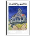 thumbnail image 1 of PixonSign Framed Canvas Print Wall Art Vincent Van Gogh Watercolor Church in Auvers Classic Vintage Illustrations Fine Art Decorative Multicolor for Living Room, Bedroom, Office - 24"x36" WHITE, 1 of 5