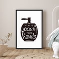 thumbnail image 1 of PixonSign Framed Canvas Print Wall Art Wash Hands Phrase People Structure Typography Modern Art Decorative Elements Fun Black and White for Living Room, Bedroom, Office - 24"x36" Black, 1 of 5