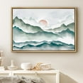 thumbnail image 1 of PixonSign Framed Canvas Print Wall Art Watercolor Mountain Range and Sun Nature Wilderness Illustrations Modern Art Contemporary Scenic Colorful for Living Room, Bedroom, Office - 16"x24" Natural, 1 of 5