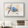 thumbnail image 1 of PixonSign Framed Canvas Print Wall Art Watercolor Purple and Blue Turtle Animals Ocean Illustrations Modern Art Beach Relax/Calm Multicolor Ultra for Living Room, Bedroom, Office - 16"x24" White, 1 of 5