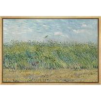 PixonSign Framed Canvas Print Wall Art Wheat Field With A Lark by Vincent Van Gogh Nature Wilderness Illustrations Modern Art Decorative Floral Botanical Minimal Fine Art - 16"x24" Natural