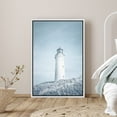 thumbnail image 1 of PixonSign Framed Canvas Print Wall Art White Lighthouse ATOP Hill Nature Wilderness Photography Realism Modern Landscape Expressive Blue Metallic for Living Room, Bedroom, Office - 16"x24" White, 1 of 5