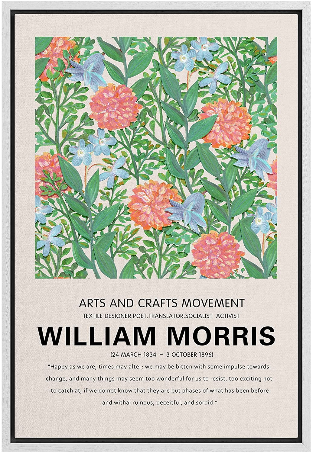 William Morris Geometric Floral Framed Canvas Print, 16" x 24"