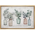 thumbnail image 1 of PixonSign Framed Canvas Print Wall Art Wood Panel Rustic Wildflowers In Vases Nature Wilderness Illustrations Modern Art Botanical Floral Farmhouse/Country Relax/Calm/Cozy - 16"x24" Natural, 1 of 5