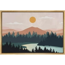 PixonSign Framed Canvas Print Wall Art Woodland Nursery Decor Geometric Pastel Mountain Range Nature Wilderness Modern Art Decorative Boho Relax/Zen - 16"x24" Natural
