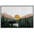 thumbnail image 1 of PixonSign Framed Canvas Print Wall Art Woodland Nursery Decor Sunlight Mountain Pine Forest Lake Nature Wilderness Modern Art Decorative Boho Relax/Zen - 16"x24" White, 1 of 5