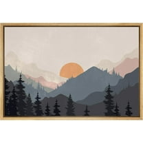 PixonSign Framed Canvas Print Wall Art Woodland Nursery Decor Sunrise Pastel Mountain River Nature Wilderness Modern Art Decorative Boho Relax/Zen - 16"x24" Natural