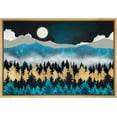 thumbnail image 1 of PixonSign Framed Canvas Print Wall Art Woodland Nursery Decor Teal Granite Mountain Range Forest Nature Wilderness Modern Art Rustic Zen Landscape - 24"x36" Natural, 1 of 5