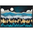 thumbnail image 1 of PixonSign Framed Canvas Print Wall Art Woodland Nursery Decor Teal Granite Mountain Range Forest Nature Wilderness Modern Art Rustic Zen Landscape - 24"x36" Black, 1 of 5