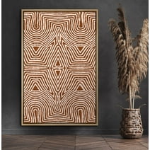 PixonSign Framed Canvas Wall Art Abstract Geometric Lines Canvas Prints Modern Art Minimalist Wall Decor for Living Room Bedroom Office - 24"x36" Natural