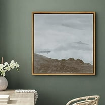 PixonSign Framed Canvas Wall Art Aerial View Cloudy Rocky Mountain Landscape Print Nature Wilderness Fine Art Farmhouse/Country Minimal Artwork for Living Room, Bedroom, Office - 24"x24" Natural