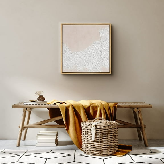 PixonSign Framed Canvas Wall Art Duotone Pastel Paint Stroke Landscape Print Abstract Fine Art Decorative Artwork Boho Relax/Zen Nordic for Living Room, Bedroom, Office - 24"x24" Natural