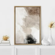PixonSign Framed Canvas Wall Art Faded Textured Brown & White Color Blocks Abstract Print Minimalism Contemporary Nordic Decoration for Living Room, Bedroom, Of