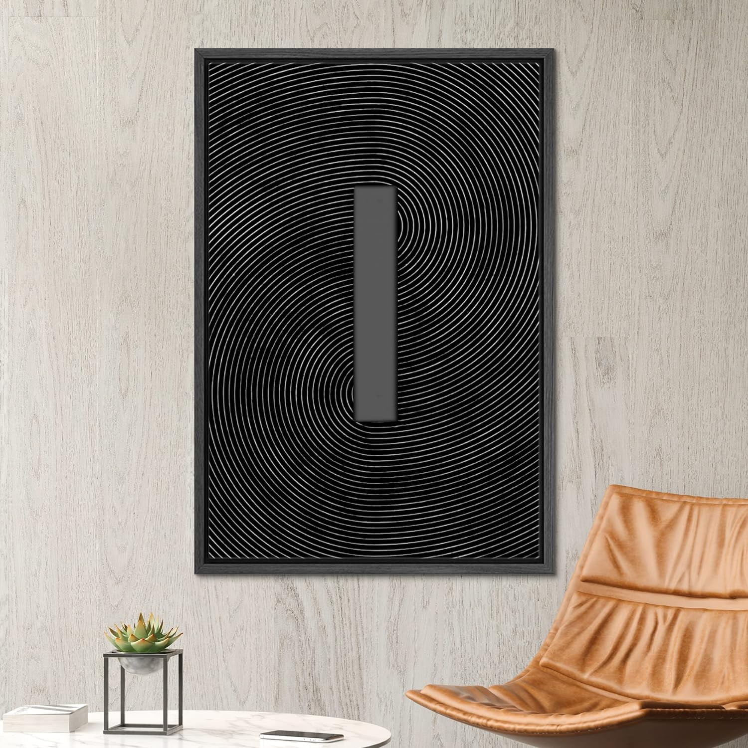 PixonSign Framed Canvas Wall Art Geometric Gray Black Color Field ...