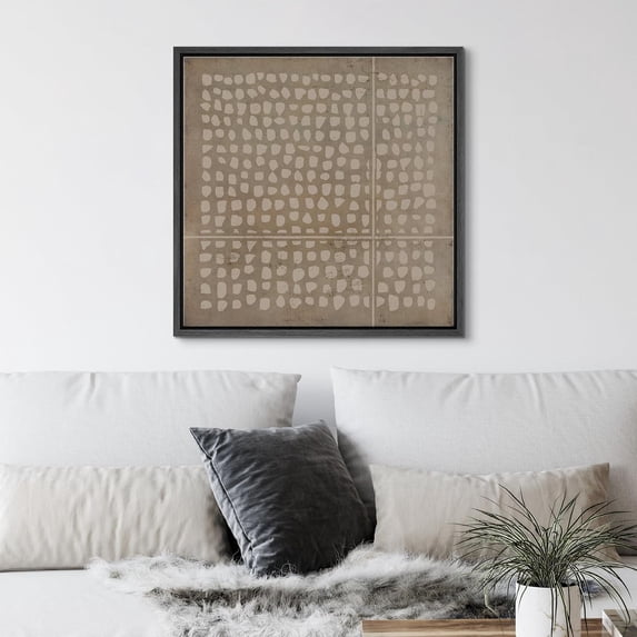 PixonSign Framed Canvas Wall Art Geometric Grunge Minimal Dot Pattern Print Abstract Fine Art Decorative Artwork Boho Relax/Zen Nordic for Living Room, Bedroom, Office - 16"x16" Black