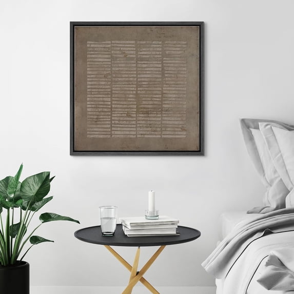 PixonSign Framed Canvas Wall Art Geometric Minimal Retro Line Pattern Print Abstract Fine Art Decorative Artwork Boho Relax/Zen Nordic for Living Room, Bedroom, Office - 16"x16" Black