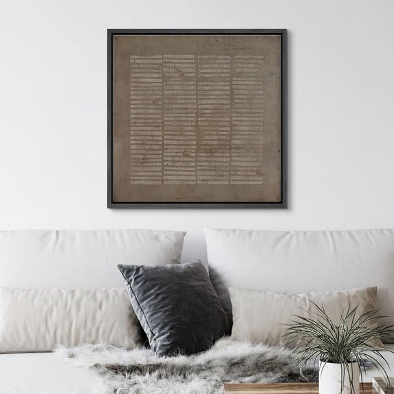 PixonSign Framed Canvas Wall Art Geometric Minimal Retro Line Pattern Print Abstract Fine Art Decorative Artwork Boho Relax/Zen Nordic for Living Room, Bedroom, Office - 24"x24" Black