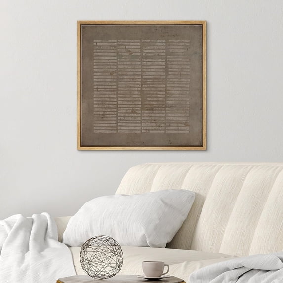 PixonSign Framed Canvas Wall Art Geometric Minimal Retro Line Pattern Print Abstract Fine Art Decorative Artwork Boho Relax/Zen Nordic for Living Room, Bedroom, Office - 16"x16" Natural