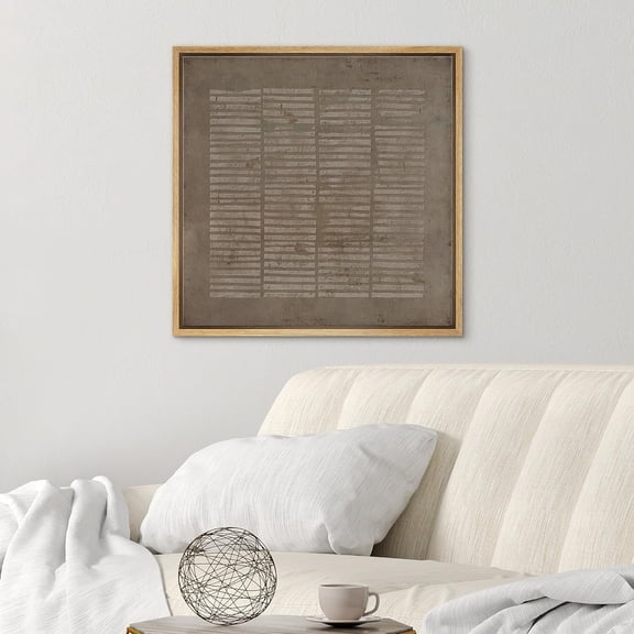 PixonSign Framed Canvas Wall Art Geometric Minimal Retro Line Pattern Print Abstract Fine Art Decorative Artwork Boho Relax/Zen Nordic for Living Room, Bedroom, Office - 16"x16" Natural