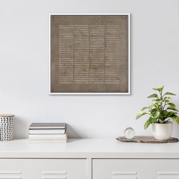 PixonSign Framed Canvas Wall Art Geometric Minimal Retro Line Pattern Print Abstract Fine Art Decorative Artwork Boho Relax/Zen Nordic for Living Room, Bedroom, Office - 24"x24" White