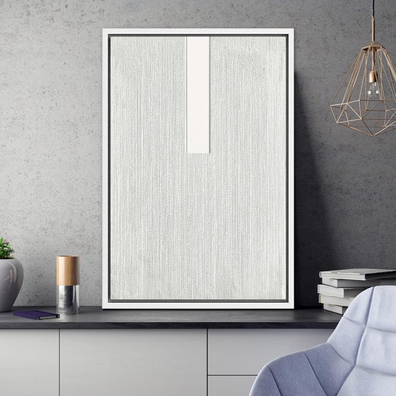 PixonSign Framed Canvas Wall Art Geometric Square White Color Field Abstract Print Minimalism Contemporary Nordic Relax/Calm Decoration for Living Room, Bedroom, Office - 24"x36" White