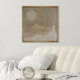 thumbnail image 1 of PixonSign Framed Canvas Wall Art Grunge Dark Brown Minimal Landscape Print Abstract Fine Art Decorative Artwork Boho Relax/Zen Nordic for Living Room, Bedroom, Office - 16"x16" Natural, 1 of 5