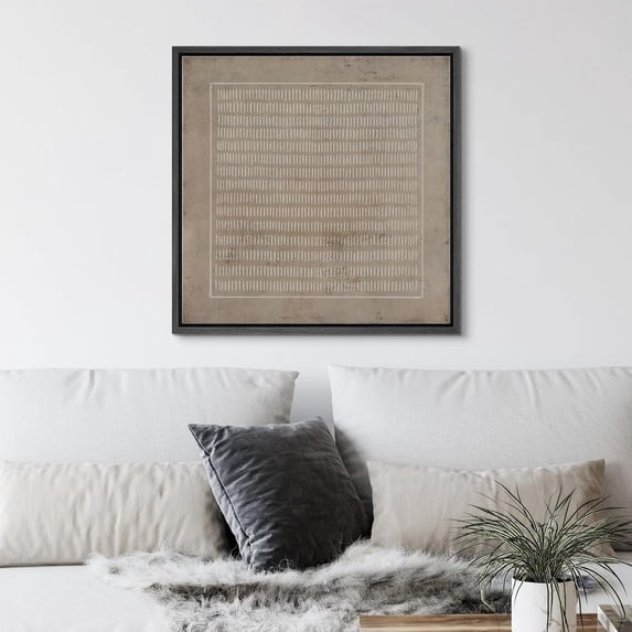PixonSign Framed Canvas Wall Art Grunge Pastel Geometric Line Collage Print Abstract Fine Art Decorative Artwork Boho Relax/Zen Nordic for Living Room, Bedroom, Office - 16"x16" Black