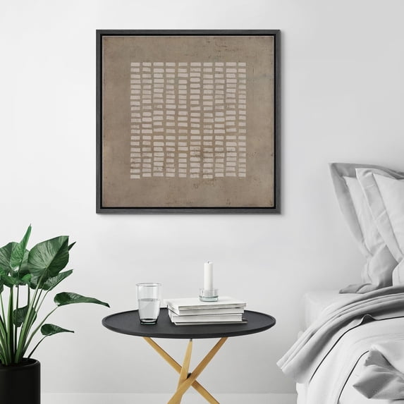 PixonSign Framed Canvas Wall Art Mid-Century Geometric Line Pattern Print Abstract Fine Art Decorative Artwork Boho Relax/Zen Nordic for Living Room, Bedroom, Office - 24"x24" Black