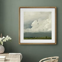 PixonSign Framed Canvas Wall Art Storm Clouds Over Green Countryside Field Print Nature Landscape Fine Art Farmhouse/Country Minimal Artwork for Living Room, Bedroom, Office - 24"x24" Natural