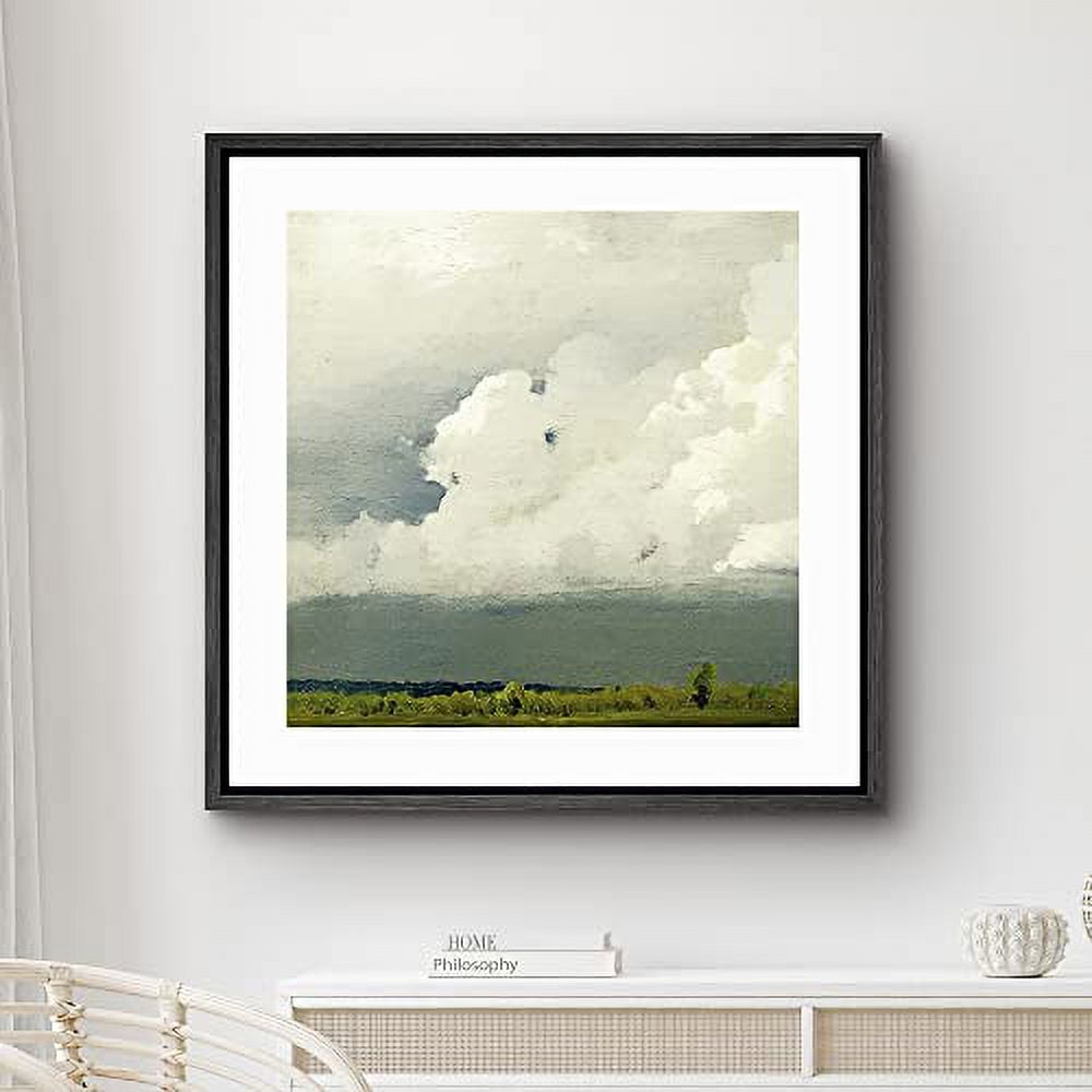 PixonSign Framed Canvas Wall Art Storm Clouds Over Green Countryside