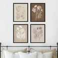 thumbnail image 1 of PixonSign Framed Grunge Forest Flower Bouquet Wall Art, Set of 4 Nature Wilderness Wall Prints, Botanical Floral Wall Décor, Wildflower Shadow Digital Modern Canvas Poster Set - 12"x16" Black, 1 of 5