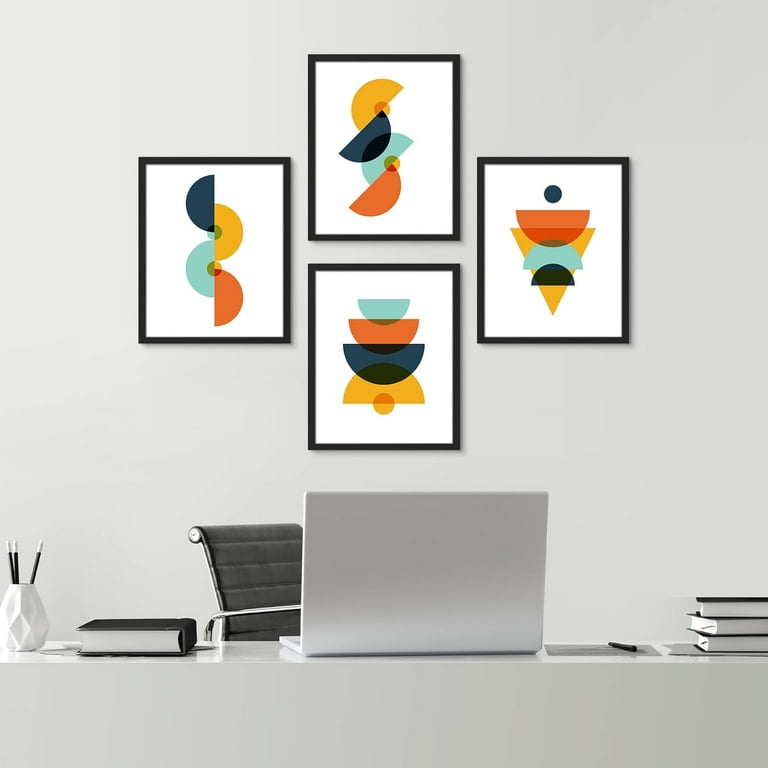 pixonsign-framed-mid-century-modern-vintage-bright-polygon-shapes-wall-art-set-of-4-abstract-geometric-wall-decor-prints-nature-wall-artwork-for-living-room-bedroom-office-12-x16-black-walmart-com for Free Printable Mid Century Modern Art PixonSign Framed Mid-Century Modern Vintage Bright Polygon Shapes Wall Art, Set of 4 Abstract Geometric Wall Decor Prints, Nature Wall Artwork for Living Room, Bedroom, Office - 12