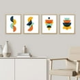 thumbnail image 1 of PixonSign Framed Mid-Century Modern Vintage Bright Polygon Shapes Wall Art, Set of 4 Abstract Geometric Wall Decor Prints, Nature Wall Artwork for Living Room, Bedroom, Office - 11"x14" Natural, 1 of 5