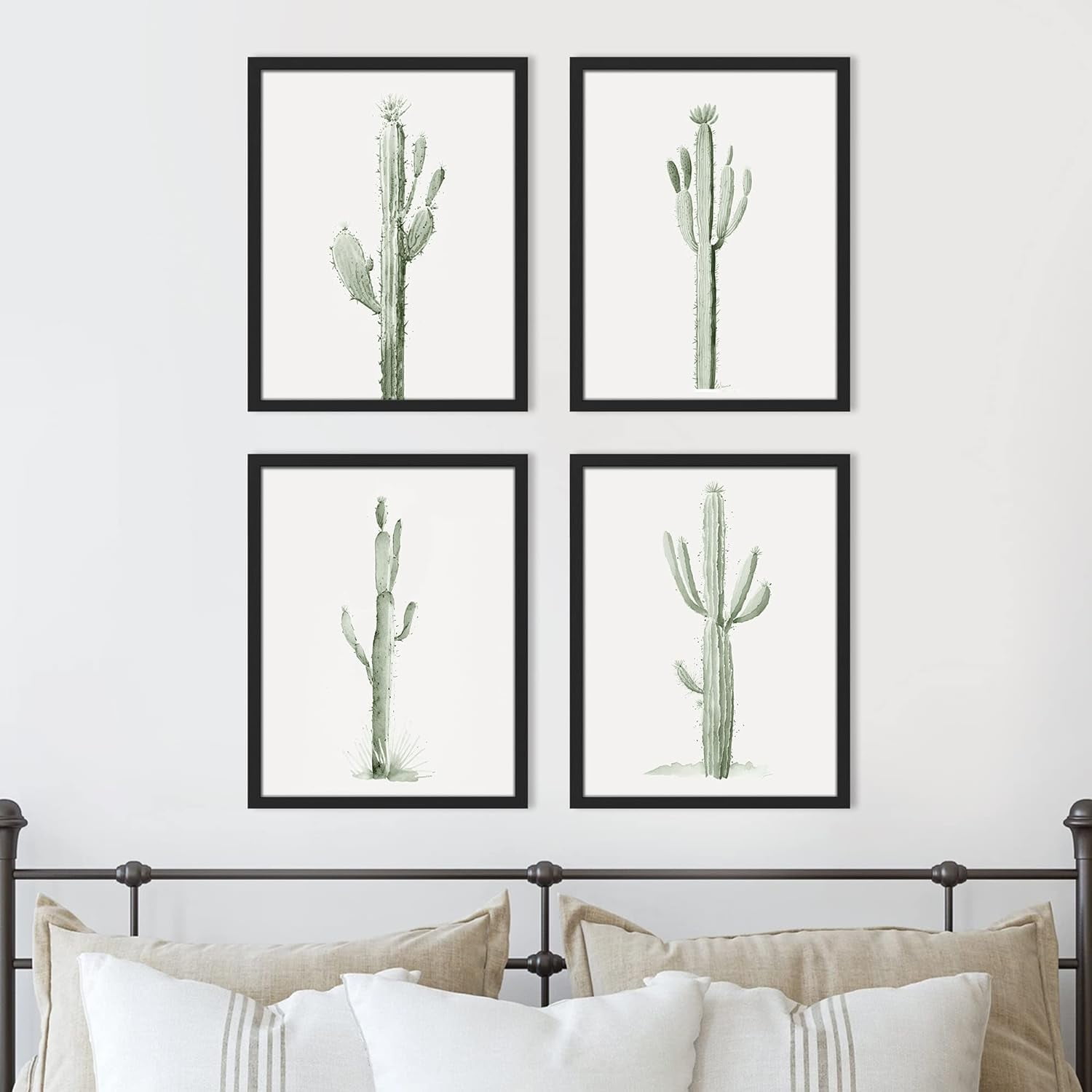PixonSign Framed Southwest Saguaro Desert Cactus Wall Art, Set of 4