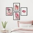 thumbnail image 1 of PixonSign Framed Wall Art Actress Lipstick French Perfume Bottle High Heel Posters, Set of 4 Pink Preppy Room Digital Art Minimalism Colorful Canvas Prints for Home Decor - 8"x10" Black, 1 of 5