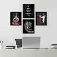 thumbnail image 1 of PixonSign Framed Wall Art, American Flag Lion Inspirational Print, Adhesive Canvas Posters, Set of 4 Boy's Bedroom Illustration Wall Decor Prints, Contemporary Wall Décor - 8"x10" Black, 1 of 5