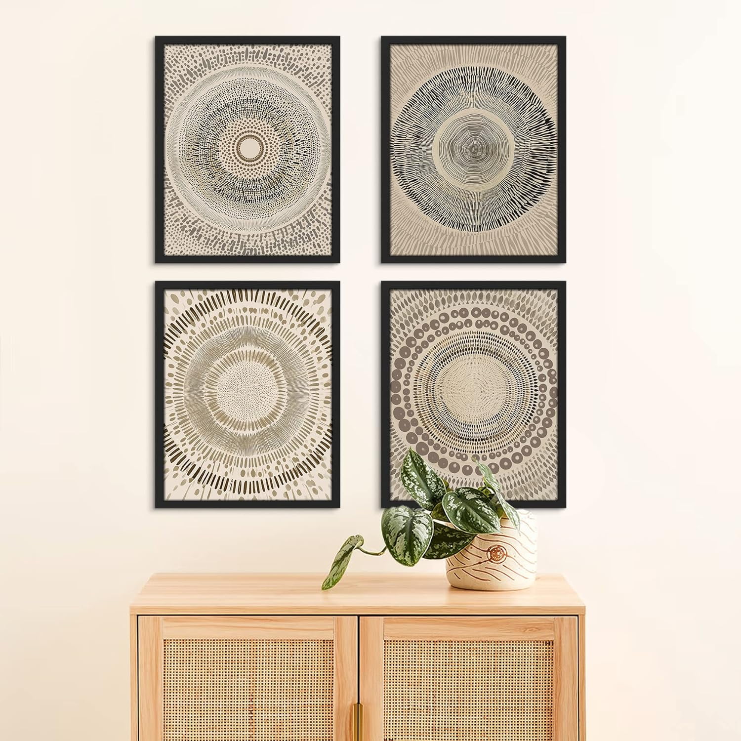 Photo inspiration: Gallery Detail: Pixonsign Framed Wall Art Beige Abstract Geometric Circle Stroke