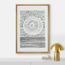 PixonSign Framed Wall Art Black & White Circle Polygon Landscape Abstract Geometric Paintings Minimalism Modern Art Decorative Boho Canvas Prints Fine Art for Rooms - 24"x36"x3 Natural