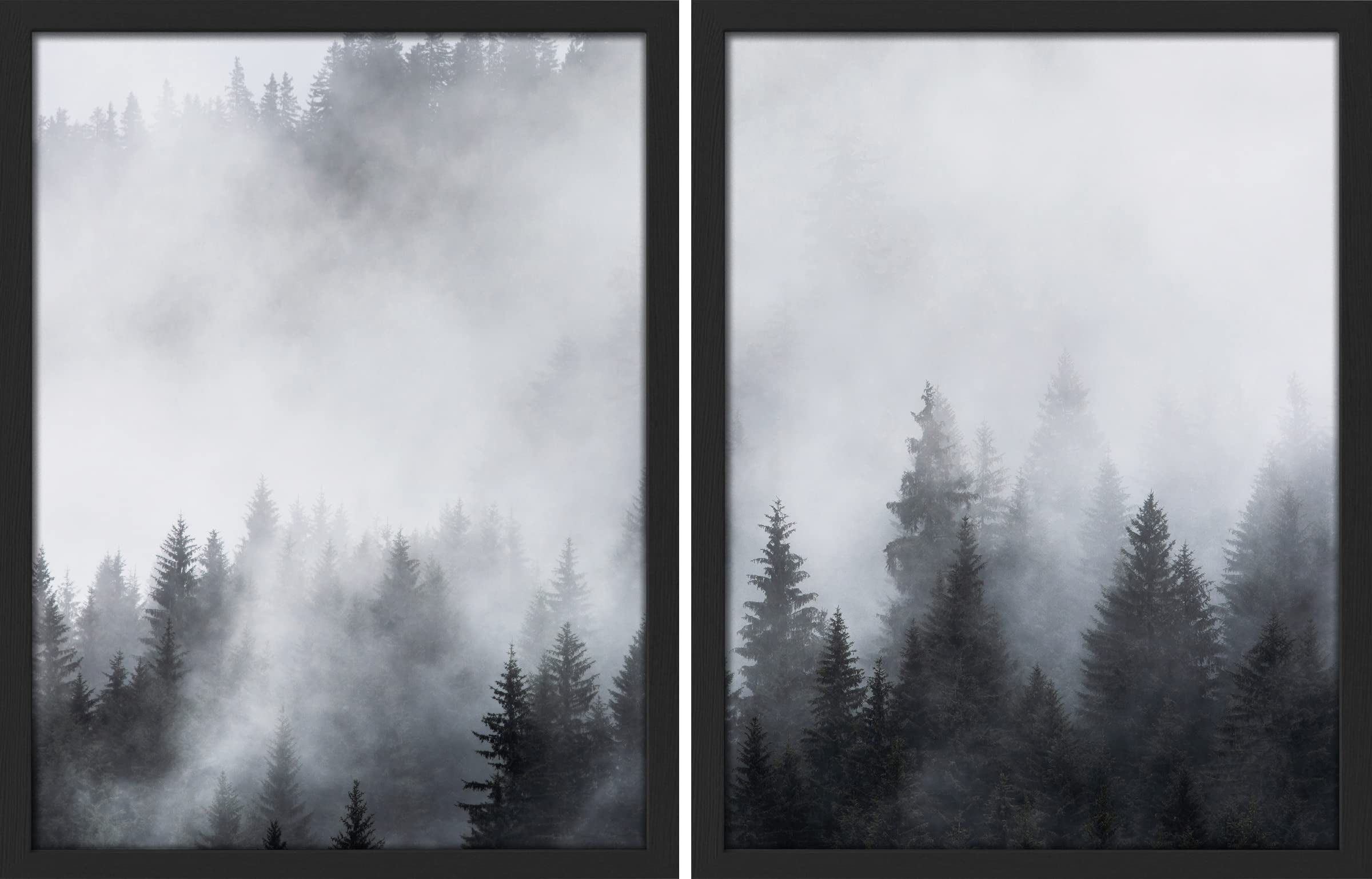 PixonSign Framed Wall Art Black & White Forest Pine Trees Posters, Set ...