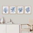 thumbnail image 1 of PixonSign Framed Wall Art Blue Marine Plants, Set of 4 Sea Botanical Leaves Wall Decor Arts, Watercolor Minimalism Wall Décor, Adhesive Canvas Poster, Modern Home Artwork - 11"x14" Natural, 1 of 5