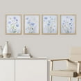 thumbnail image 1 of PixonSign Framed Wall Art Blue Wildflowers Floral Botanical Prints, Set of 4 Nature Wildernes Paintings, Rustic Wall Décor, Flower Plants Adhesive Canvas Poster for Home Decor - 12"x16" Natural, 1 of 5